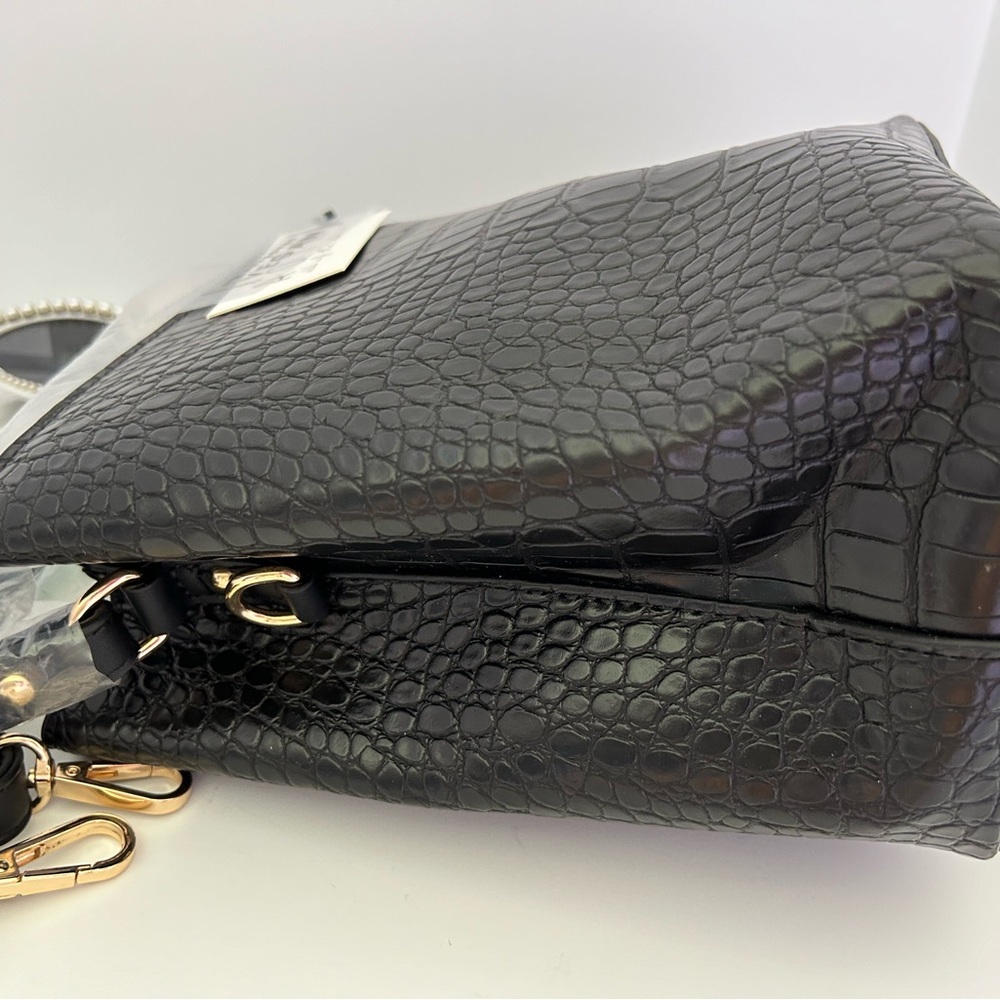 NWT AOTA Croc Grain Vegan Leather Crossbody Bucket Bag - Picture 5 of 11